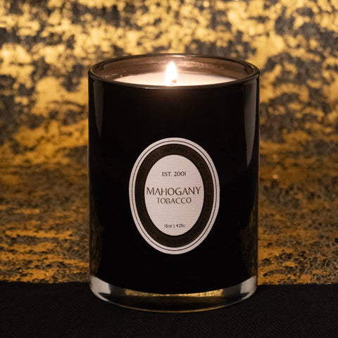 Candle: Mahogany Tobacco, 15 oz. Glass