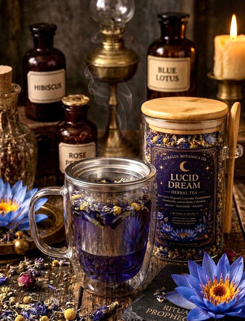 Tea: Lucid Dream Herbal Tea, Mugwort, Blue Lotus for Dreamwork & Mindful Sleep