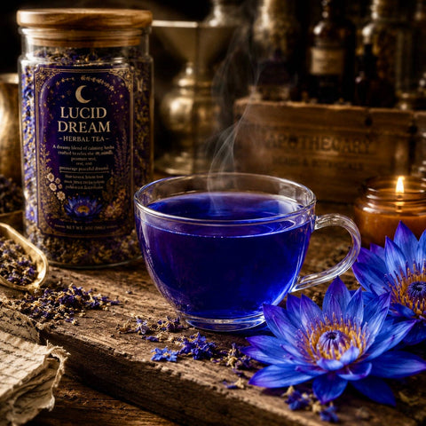 Tea: Lucid Dream Herbal Tea, Mugwort, Blue Lotus for Dreamwork & Mindful Sleep