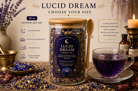 Tea: Lucid Dream Herbal Tea, Mugwort, Blue Lotus for Dreamwork & Mindful Sleep