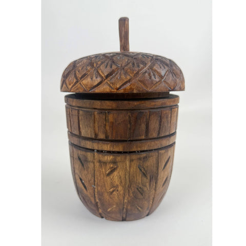 Wood Acorn Carved Rustic Fall Scented Candle